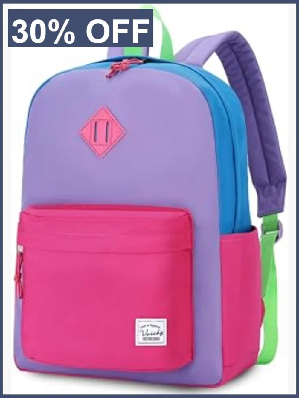 Water Resistant Backpack for School, Lightweight Bookbag with Side Pockets